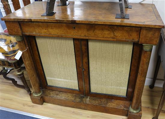 A Regency burr wood chiffonier, W.108cm